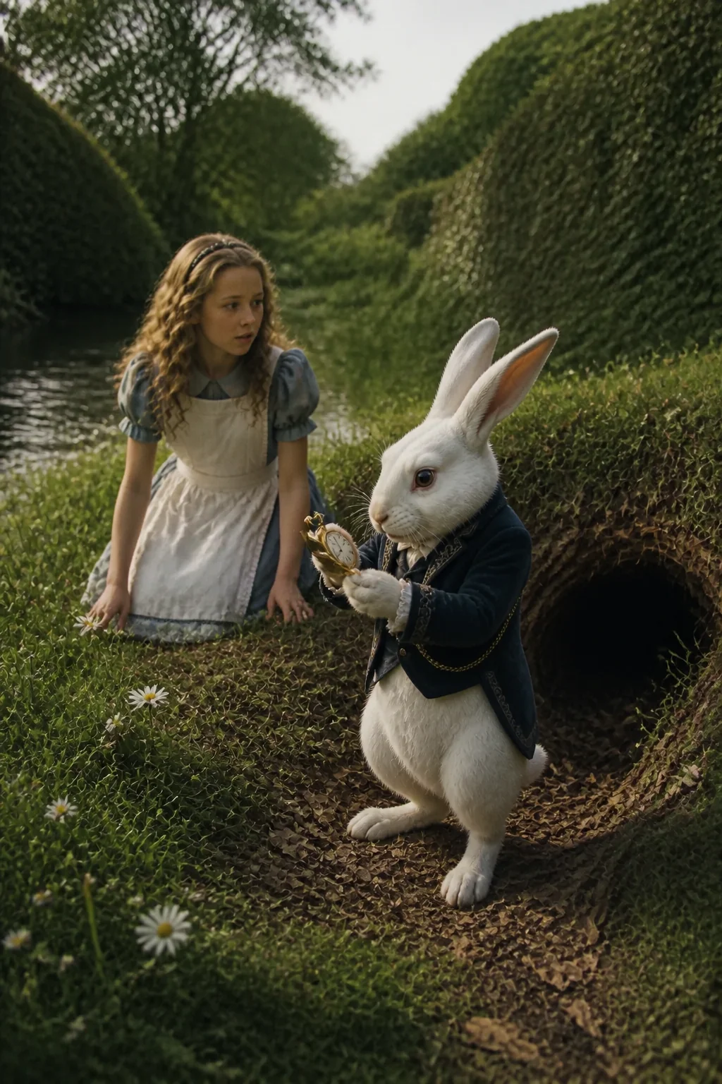 Chasing the White Rabbit, illustration from Alice's Adventures in Wonderland by Lewis Carroll
