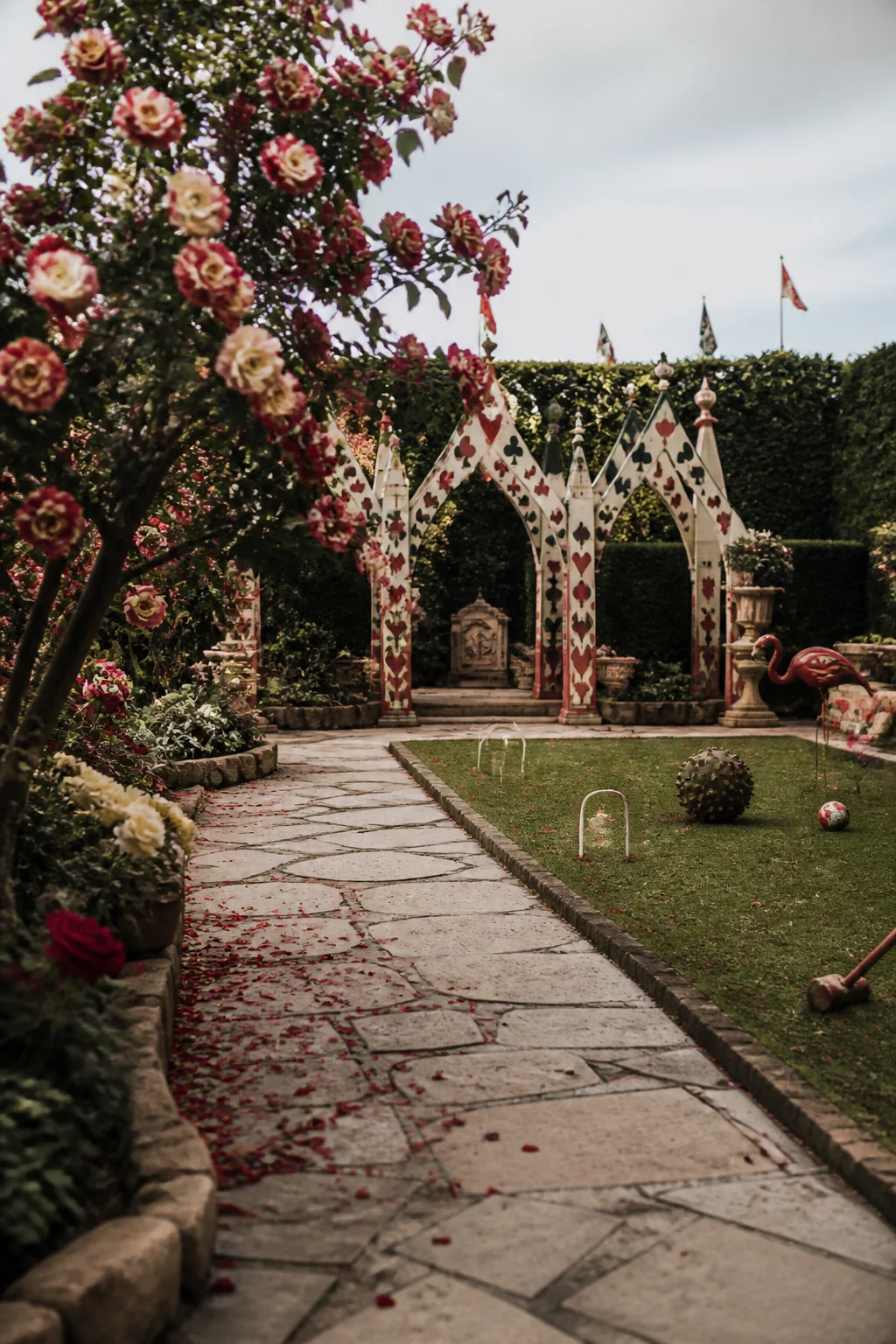 Queen's garden and croquet-ground, illustration from Alice's Adventures in Wonderland by Lewis Carroll