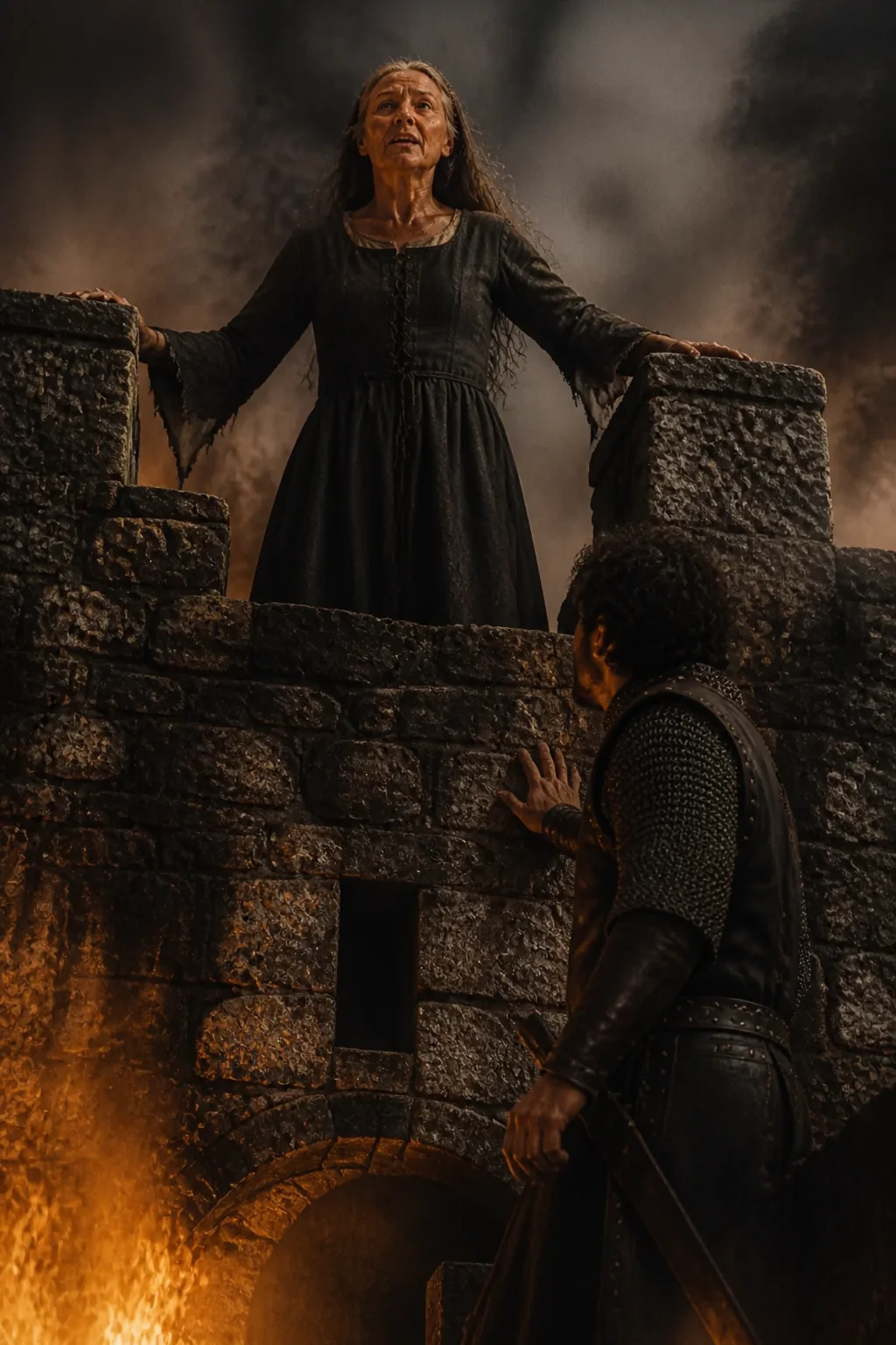 Ulrica Perishes In Flames, illustration from Ivanhoe by Walter Scott