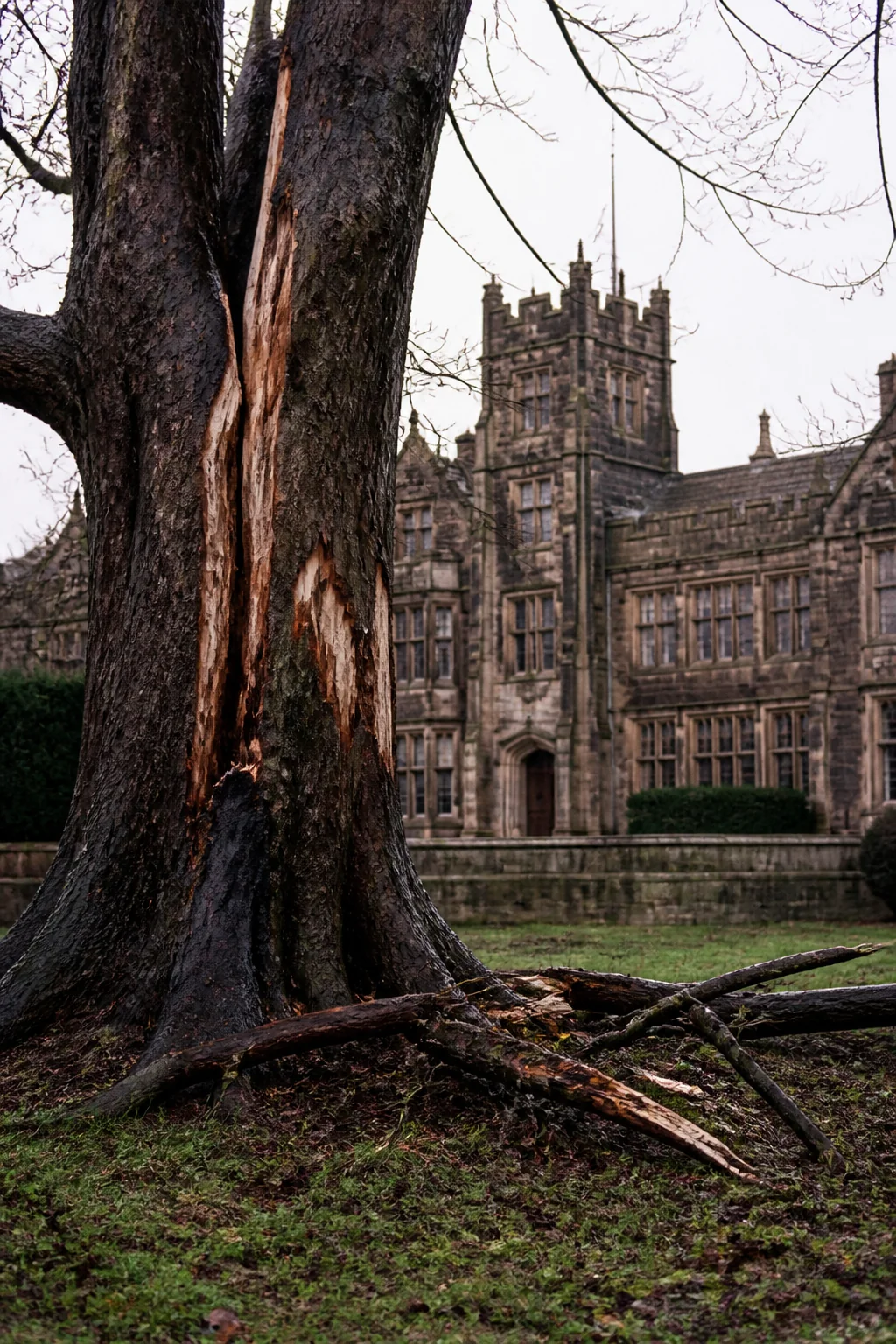 Torn chestnut tree, illustration from Jane Eyre: An Autobiography by Charlotte Brontë
