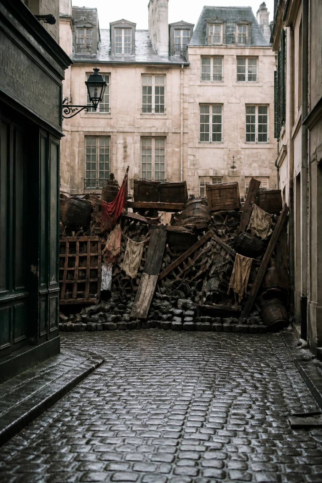 Rue de la Chanvrerie barricade, illustration from Les Misérables by Victor Hugo