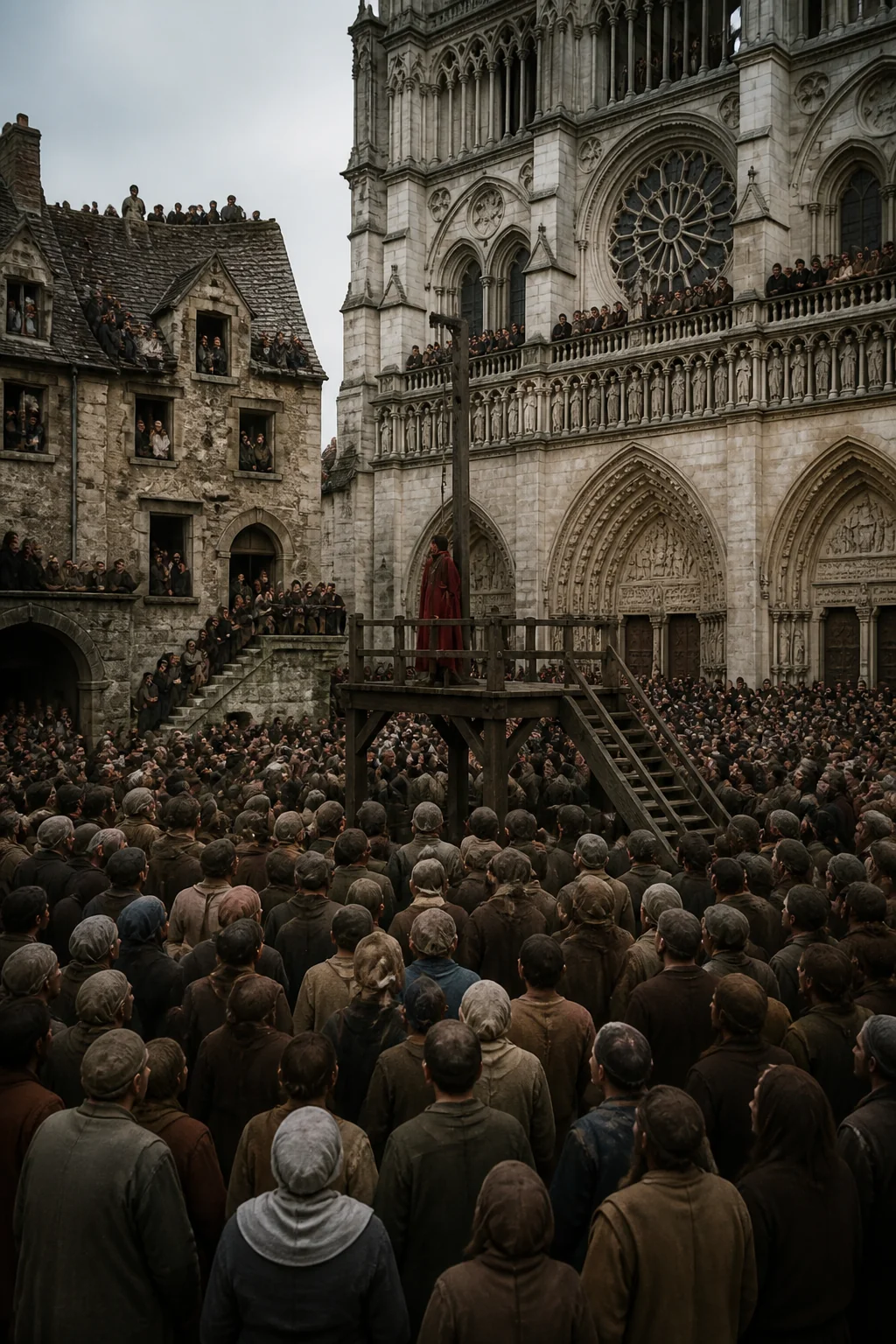 The Paris Crowd, illustration from Notre-Dame de Paris by Victor Hugo