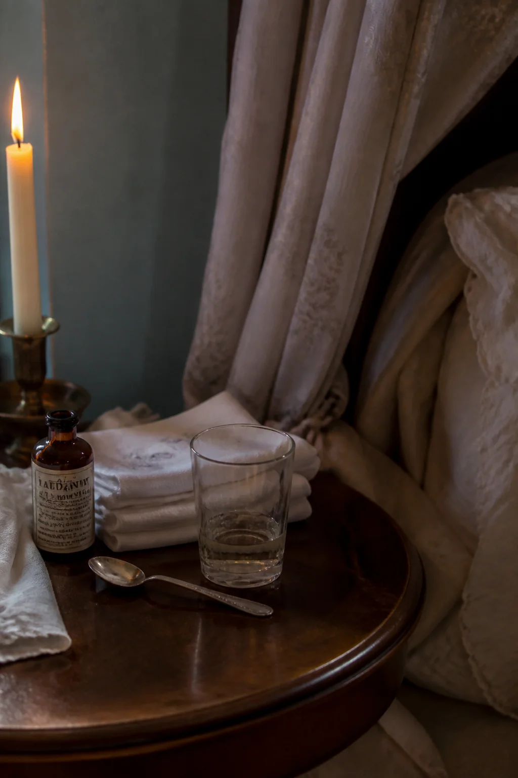 Sickroom medicine and care objects, illustration from Sense and Sensibility by Jane Austen