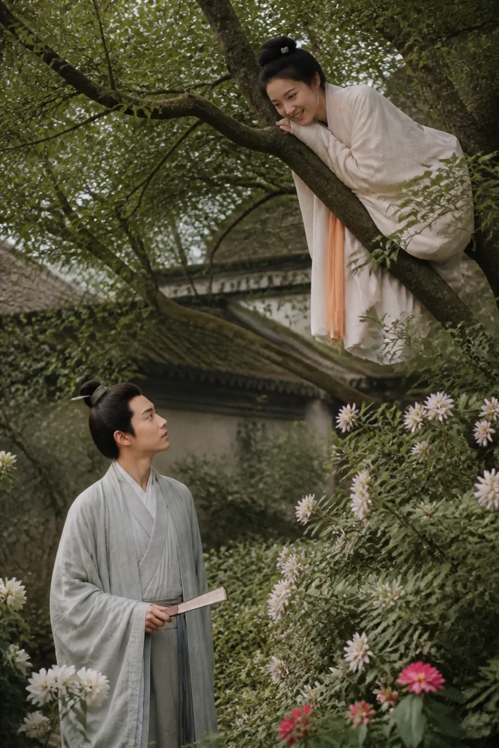 Ying Ning in the Tree, illustration from Strange Stories from a Chinese Studio by Pu Songling