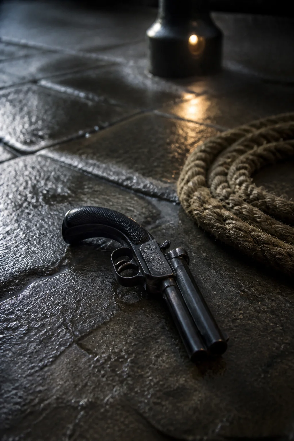 James Vane’s pistol, illustration from The Picture of Dorian Gray by Oscar Wilde