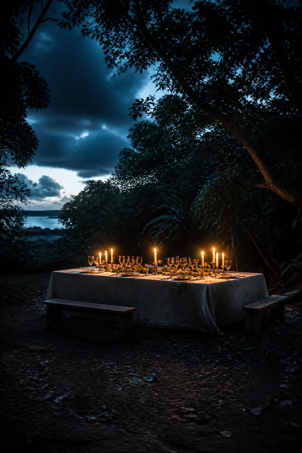 The banquet clearing, illustration from The Tempest by William Shakespeare