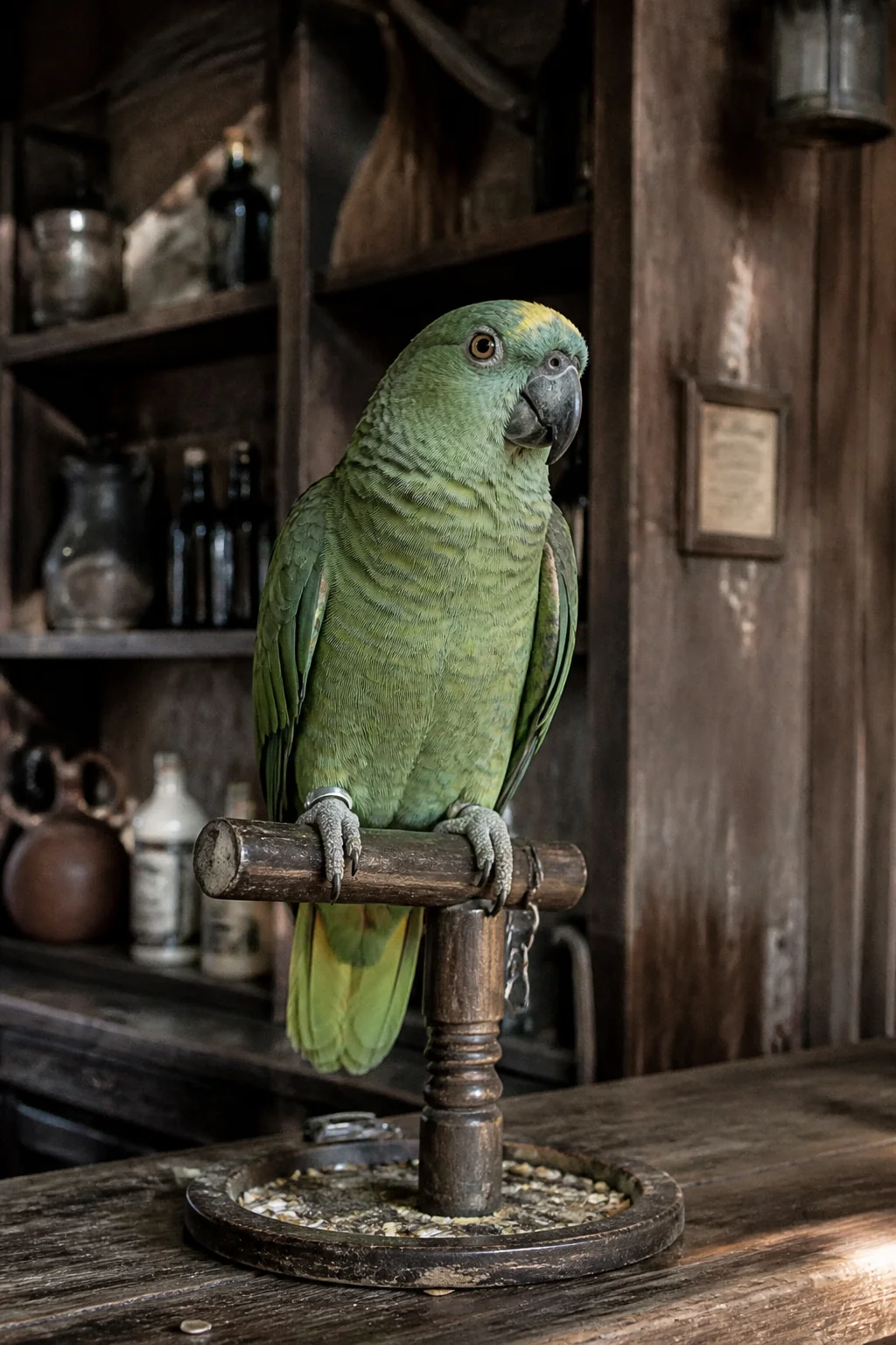 Captain Flint the parrot, illustration from Treasure Island by Robert Louis Stevenson