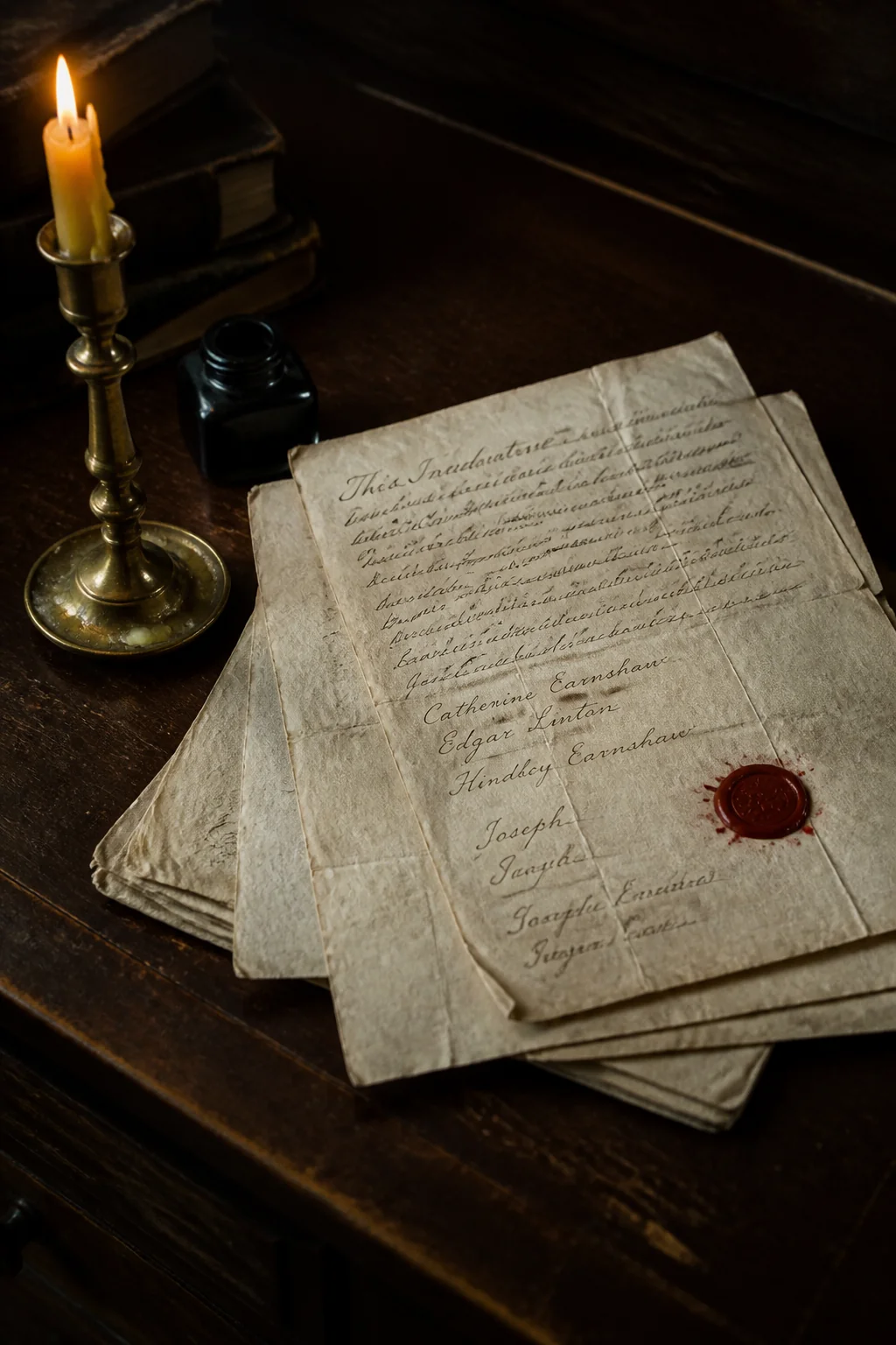 Property and inheritance papers, illustration from Wuthering Heights by Emily Brontë
